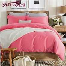 High Quality Hotel Bedding Linen Supplier 100% Cotton60s Plain pink Bed Sheets Set